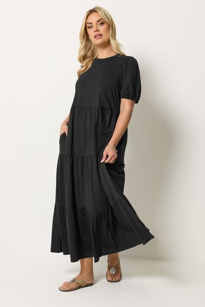 Yours Zwarte Jurk Met Pofmouwen Size 42