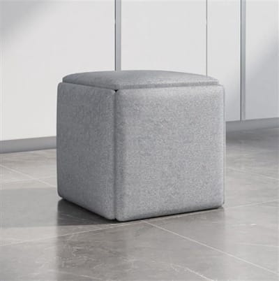 Stapelbare Poef Set - Zetels Krukjes - Extra Zitplaatsen Creëren - 5-in-1 Ontwerp - 455 cm Hoog - Grijs