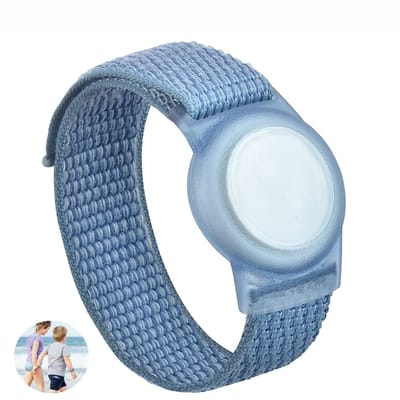 Consumerce® Nylon Armband Geschikt voor AirTag met Klittenband Sluiting – Blauw - Kind Polsband – Kids GPS Horloge – Peuter – Tracker – Ouderen – Kinderhorloge – Kinderen – Volgsysteem – Trackers Armbanden