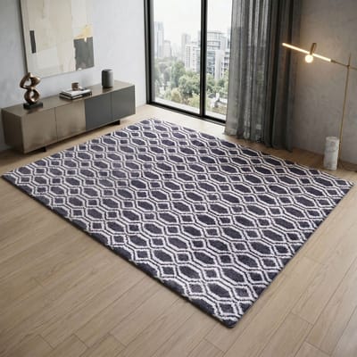 FLOORDIREKT Vloerkleed Casablanca - Modern Woonkamer Tapijt - Soft - Zwart & Wit - 87 x 150 cm