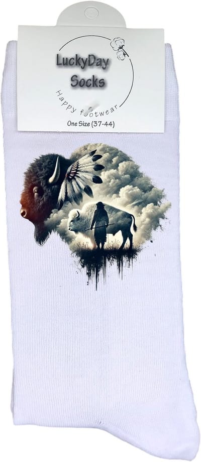 Buffel - Valentijns Cadeau - Grappige sokken - Leuke sokken - Hem Haar sokken - Vrolijke sokken - Sint cadeau - Vaderdag - Moederdag - Verjaardag cadeau - Kerst cadeau - Indiaan - Jacht - Leuk Cadeau - Socks maken Happy - 37-44