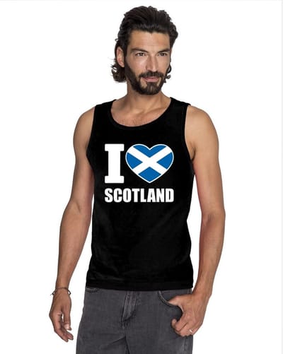Zwart I love Schotland supporter singlet shirt/ tanktop heren - Schots shirt heren S