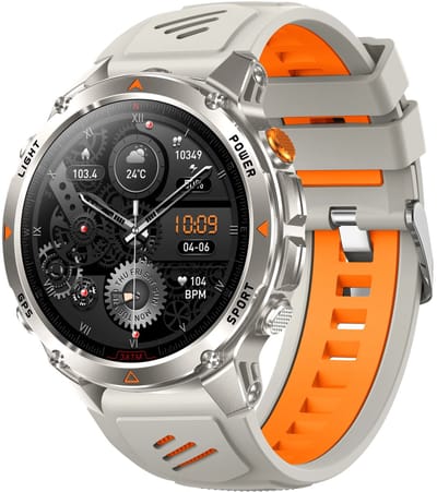 DrPhone ChronaX Titan GPS Smartwatch – Bluetooth Bellen – Waterdicht – Hartslag/Slaap/Bloedzuurstof metingen – 1.46' HD – Heren Dames - Led licht - Nederlands App + Horloge taal – Zilver