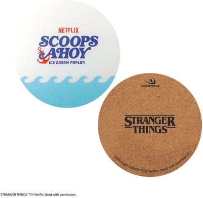 Cinereplicas Stranger Things Scoops Ahoy Coaster 4-Pack Glasses & Coasters