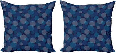 ABAKUHAUS Abstracte Kussenhoezenset (2 stuks), Moderne Polka Dot, 50 cm, Lichtblauw Marineblauw