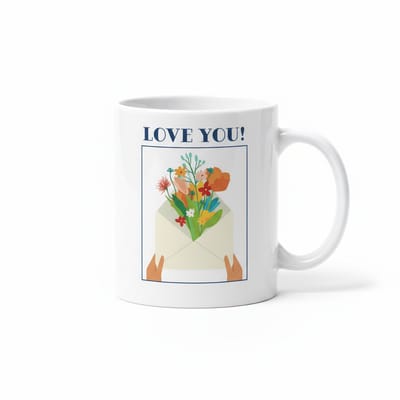 330ml Love You Mok – Romantische Bloemen Cadeau Beker – Perfect voor Valentijn, Jubileum & Geliefden