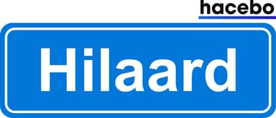 Hacebo - Plaatsnaam Sticker - 29x10 CM - Hilaard sticker - Verkeersborden sticker - grappige cadeaus - Hilaard
