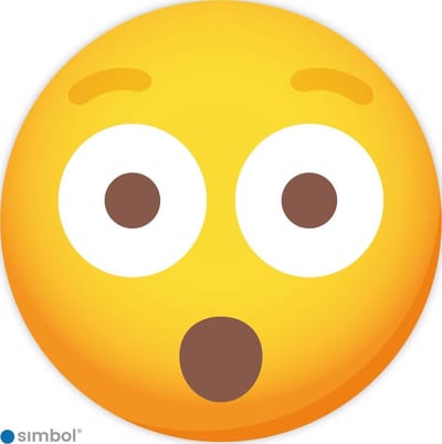 Simbol - Sticker Emoticon Verbaasd - Verbaasde Smiley Sticker - Kliko - Container - Duurzame Kwaliteit - Formaat ø 5 cm.
