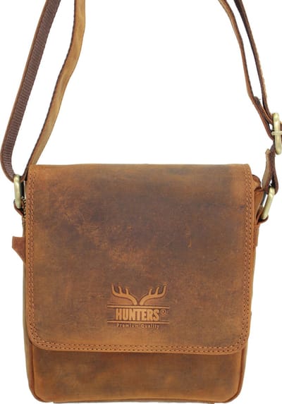 Hunters tas - Leren Schoudertas / crossbody tas / Nektas - Buffel Leer - Heren tas / Dames tas -  Cognac / Bruin