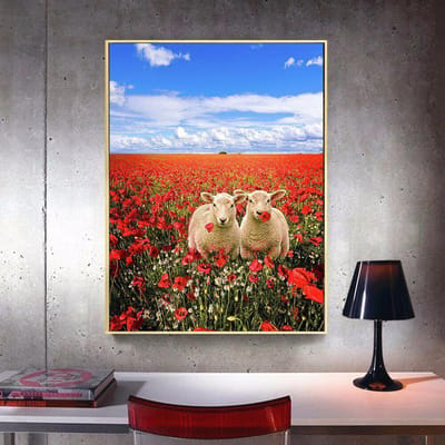 Diamantmozaïek Bloemendier Schapen Strass Foto DIY Diamantborduurwerk 5D Diamantschilderij 20X30CM blue
