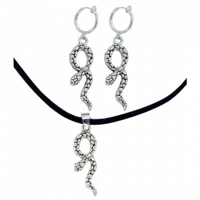 2-Delig- slang klem oorbellen met 45 cm ketting - Charme Bijoux
