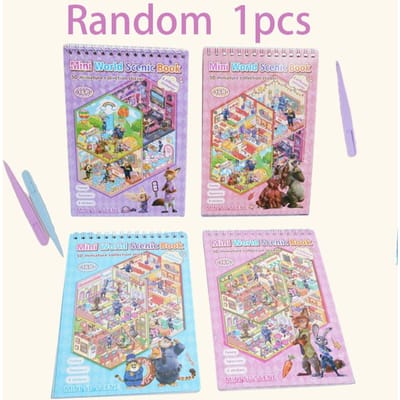 Disney Zootopia Miniatuur 8 Scènes Set Landschap Bouwstickers Leuk Voor Kinderen Stressverlichtende Stickers Dagboek Boek DIY Decoratie@ gray