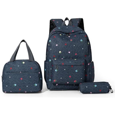 Nieuwe bloemen 3-delige schoolrugzakset College-stijl geschikt voor zowel mannelijke als vrouwelijke middelbare scholieren lichtgewicht rugzak 28 12 42CM