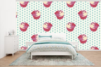 Behang - Fotobehang Patronen - Cupcake - Eten - Breedte 500 cm x hoogte 280 cm
