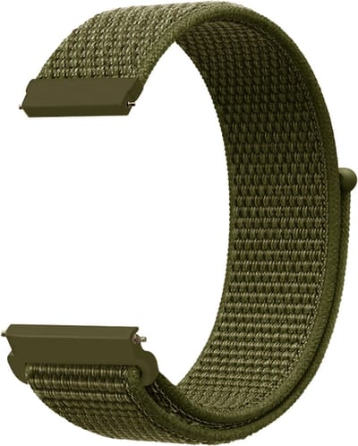 YONO Nylon Smartwatch Bandje - 20mm - Horlogebandje geschikt voor Samsung Galaxy Watch 7 6 5 4 - Classic - Huawei - Garmin Vivoactive 6/5 - Donkergroen