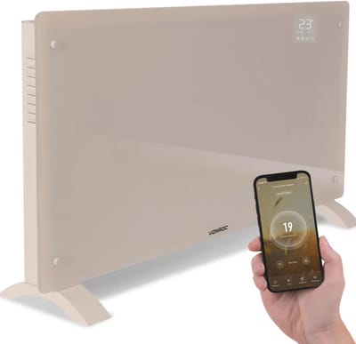 Elegante elektrische convector verwarming met glaspaneel - 1250W/2500W - Geschikt voor ruimtes tot 30 m² - Bedienbaar via app en handmatig - Instelbare thermostaat en timer