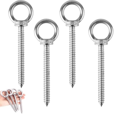 Set van 4 M10 Ringogen voor Zware Bevestiging - Ideaal voor Hangmatten, Luifels en Hangstoelen, 120mm Lange Ogen voor Veilig Ophangen en Bevestigen