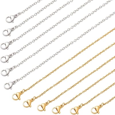 20 Stuks 50cm 304 Roestvrijstalen Ketting, 2 Stijlen Losse Sieraden Set voor Kettingen en Parels maken