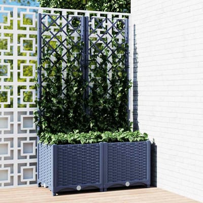 vidaXL - Plantenbak - met - trellis - blauwgrijs - 80x40x136 - cm - PP