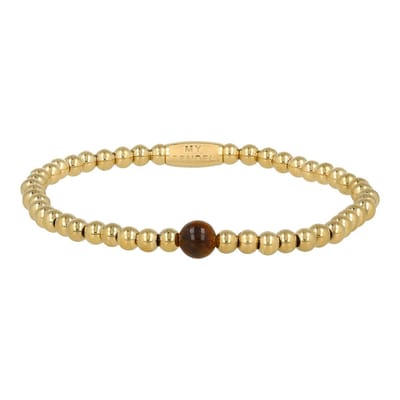 My Bendel - Elastische Kralenarmband met Tiger Eye - met Luxe Cadeauverpakking | Sieraden Voor Dames