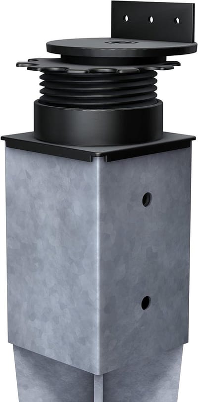 Terrasdragers - Verstelbare Voeten - Terras Onderbouw - Flexibele Kop - 42-87 mm - Zwart