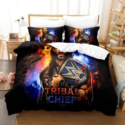 3D Print Worstelaar Roman Reigns Beddengoed Set Jongens Meisjes Eenpersoons Tweepersoons Queen King Size Dekbedovertrek Kussensloop Bed jongens Volwassene 70x133cm 2pcs