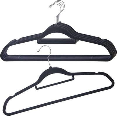 Kledinghangers Velours Zwart Draaibaar 45x23,5 cm 5 stuks - Kleerhangers - Broekhanger - Hanger
