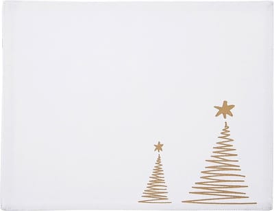 Placemat Katoenen Kerst Wit KERSTBOOM 33,5x26 cm - Tafelonderzetter