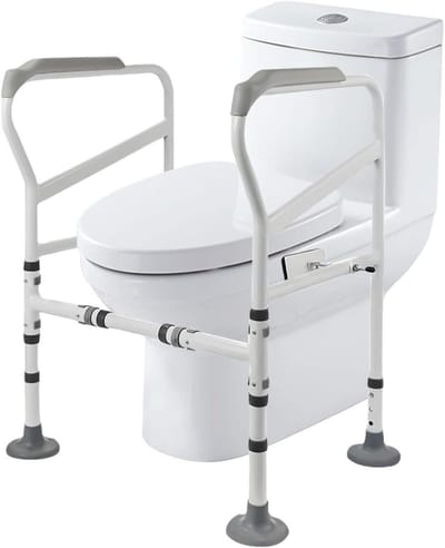Toilet Steunframe - Opstahulp Toilet - Veilig Toiletgebruik - Verstelbare Hoogte en Lengte - 68.5-73.5 cm Hoogte - Wit