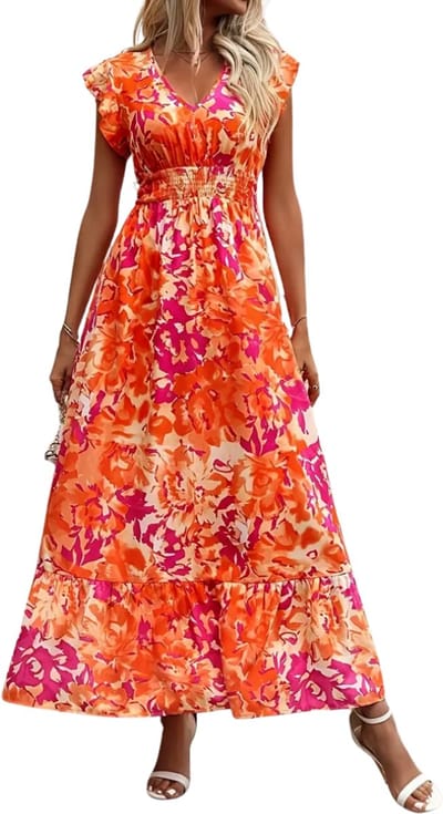 Livano Zomerjurk Dames - Zomerjurken - Volwassen - Jurk - Ibiza Stijl - Sundress - Oranje - Maat XS