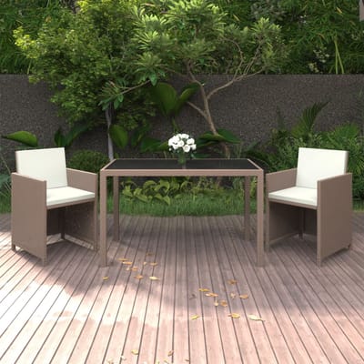 vidaXL - 3-delige - Tuinset - met - kussens - poly - rattan - beige