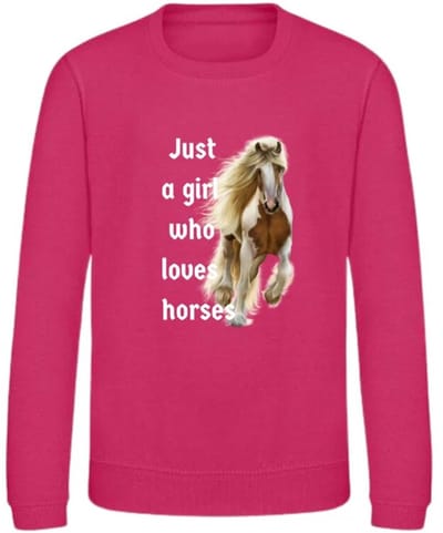 Sweater Just a girl who loves horses roze - Roze - 170/176