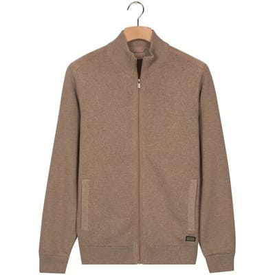 Baileys Vest Cotton Cashmere Lined Cardigan Zip Structure Knit Taupe / male
