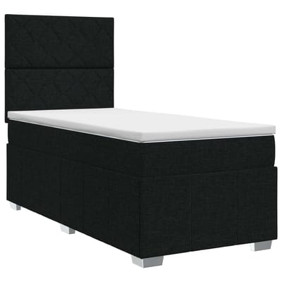 vidaXL - Boxspringbed - met - matras - met - hoofdeinde - Zwart - 100 - x - 200 - cm - Stof