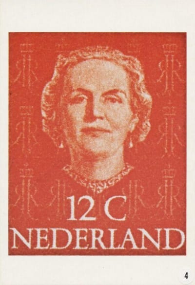 Briefkaart met afbeelding Koningin Juliana postzegel