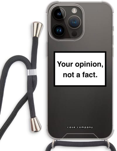 Case Company® - Hoesje met koord geschikt voor iPhone 14 Pro Max hoesje met Koord - Your opinion - Telefoonhoesje met Zwart Koord - Bescherming aan alle Kanten en Over de Schermrand