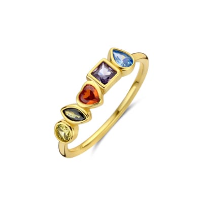 New Bling - 9NB-1572-50 - 925 zilveren ring met gekleurde stenen - goudkleurig