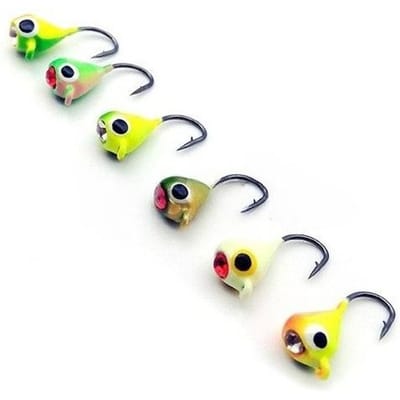Jigs de pêche sur glace doré 0.3OZ leurres de pêche pour le Jigging sur glace d'hiver 6 pièces 6pcs white
