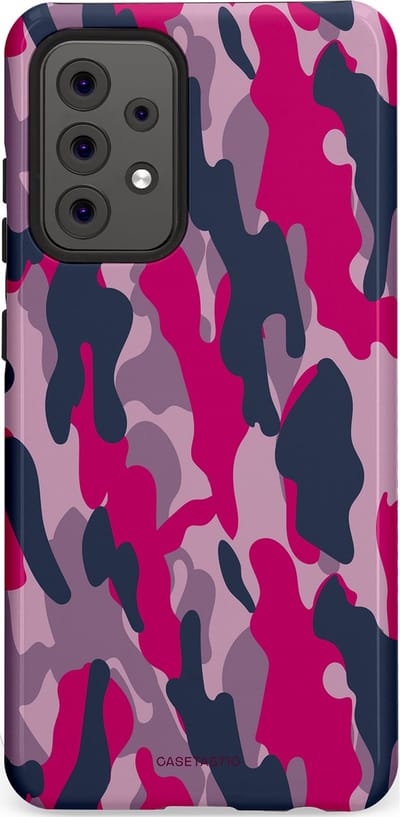 Casetastic hoesje geschikt voor Samsung Galaxy A52 (2021) 5G / Samsung Galaxy A52 (2021) 4G - Dubbellaagse bescherming - Urban Pink Camo - Fashion Case - Lila Roze Donkergrijs Grijs