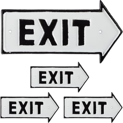 4x wandbord exit - metaal - decoratie - pijl - gietijzer - uitgangsbord