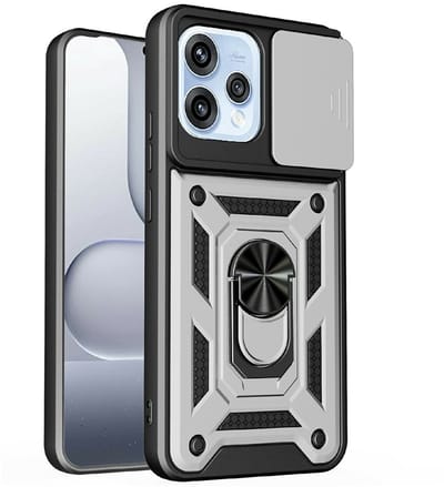 Coverup Hoesje - Geschikt voor OPPO Reno15 Hoesje - Coverup Armor Ring Kickstand Back Cover met Camera Shield - Grijs