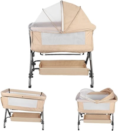 Verstelbaar Babybed met Muzieknet en Wielen - Reisbed en Speelbed voor Baby's (90 x 60 cm)