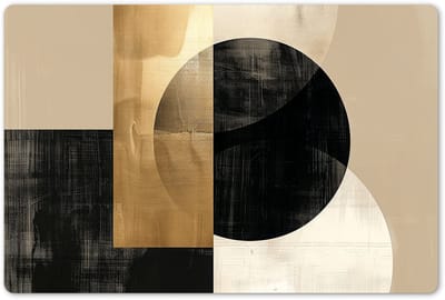 Placemats 45x30 cm - Placemat kunststof - 1 stuk - Abstract - Modern - Zwart - Goud - Borden onderleggers - Decoratie voor op tafel - Keuken tafeldecoratie accessoires - Vinyl onderlegger - Tafelversiering