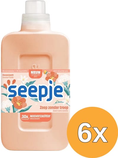Seepje Wasverzachter Bloesemzacht - 180 wasbeurten - 6 x 750ML - Voordeelverpakking