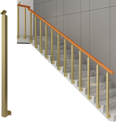 Trapleuning Paal - Metalen Reling - Veiligheid Verhoging - 270° Draaibare Kop - Hoogte 95 cm - Goud