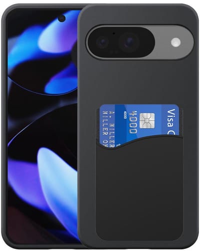 Geschikt voor Google Pixel 9 / 9 Pro Telefoonhoesje met Siliconen Pasjeshouder - Flexible Back Cover Case Siliconen TPU with Silicone Cardslot - Zwart - Smartphonica geschikt voor Google Pixel 9;Google Pixel 9 Pro