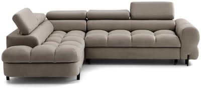 Hoekbank Bowlo- lounge links- Taupe- met opbergruimte en slaapfunctie- Hoeksalon met bed