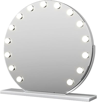 Make-up Spiegel - Verlichte Spiegel Tafelspiegel - Dagelijkse Make-up - 3 Kleuren Licht - 50 cm Diameter - Wit