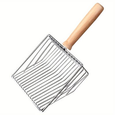Livé® Katten bakschep – RVS Met Houten Handvat