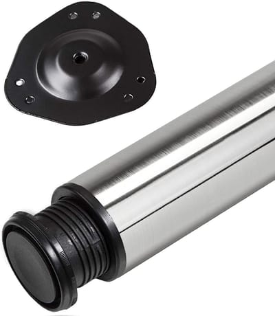 SOTECH 1 stuk Tafelpoot Hoogte 820 mm Ø 76 / 80 mm echt geborsteld roestvrij staal belastbaar tot 75 kg Meubelpoot met 32 mm hoogteverstelling